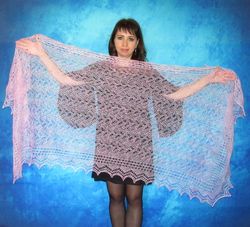 Hand knit pink scarf,Warm Russian Orenburg shawl,Wool wrap,Goat down stole,Bridal cover up,Wedding cape,Lace kerchief