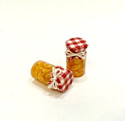 Dollhouse miniature 1:12 orange marmalade jars!