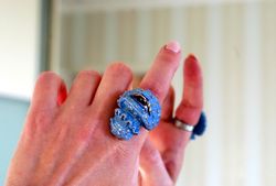 Blue mushroom Ring Magic Eye mushroom figurine One size ring Ceramic Eye Jewelry Fairy ring Best girl friend gift
