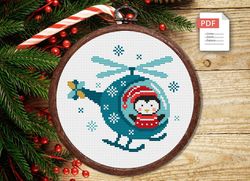 Christmas Penguin Cross Stitch Pattern, Merry Christmas Cross Stitch Pattern, Christmas Animals Cross Stitch Pattern