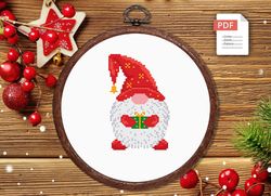 christmas gnome cross stitch pattern, merry christmas cross stitch pattern, christmas decoration, christmas pattern