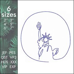 Liberty Embroidery Design, famous american statue of liberty, USA , 6 sizes, Instant Download