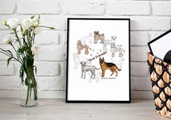 Poster for interior Dogs are the Best Friends, dogs of different breeds