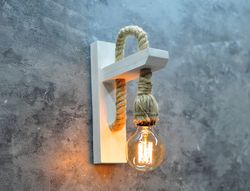 Wall lamp Wooden lamp Wall sconce lighting Edison lamp Minimalist lamp with rope Industrial lighting Reading lamp
