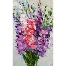Gladiolus Original Oil Painting Impasto Artwork Floral Wall Art" By Aleshkevich