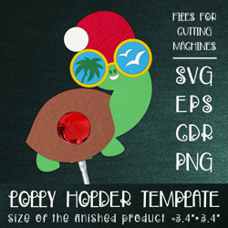 Turtle in Santa Hat | Christmas Lollipop Holder Template