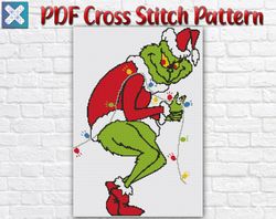 Grinch Cross Stitch Pattern / Christmas PDF Cross Stitch Chart / Disney Cross Stitch Pattern / New Year Holiday Chart