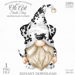 Dalmantine Gnome Clip Art. Cute Characters, Hand Drawn graphics. Digital Download. OliArtStudioShop