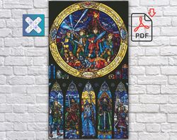 Lord Of The Rings Stained Glass Cross Stitch Pattern / Hobbit Movie PDF Cross Stitch Chart / Instant Printable PDF Chart