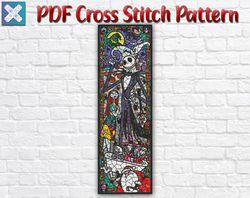Nightmare Before Christmas Cross Stitch Chart / Jack And Sally PDF Cross Stitch Pattern / Halloween Printable PDF  Chart