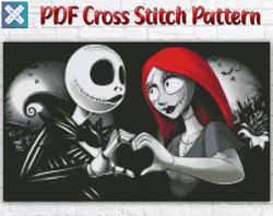 Jack And Sally Cross Stitch Pattern / Nightmare Before Christmas PDF Cross Stitch Chart / Halloween Printable PDF  Chart