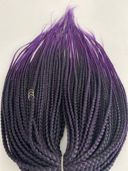 Synthetic DE braids, double ended Black to purple braids