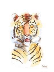Poster for Child Room, Strong Tiger, Watercolor Animal