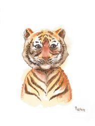 Poster for Little Tiger, Watercolor Animal, tiger cub