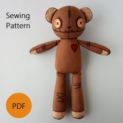Creepy Cute Stuffed Bear PDF Sewing Pattern And Tutorial