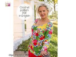 pullover with butterflies -  crochet   butterflies pattern , irish  crochet pattern , crochet  blouse pattern ,