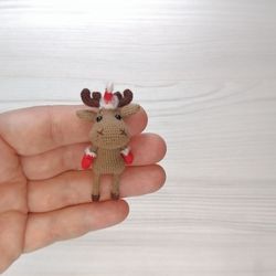 moose toy, christmas moose, christmas gift, miniature animal, elk toy, for doll, dollhouse miniature, idea of gift