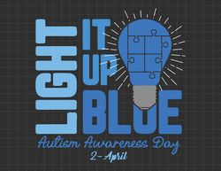 Autism Light It Up Blue Svg, Autism Heart Puzzle Svg