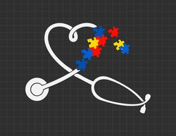 Stethoscope Autism Awareness Svg, Puzzle Piece Svg, 70
