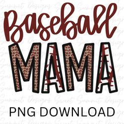 Baseball mama png, hand-drawn baseball mama, baseball png, leopard print mama png, 5