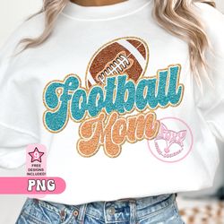 Football Mom PNG Faux Embroidery Chenille Sublimation Patche, 57