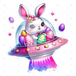 Cute Easter Bunny Clipart Easter Egg Abduction PNG Funny E