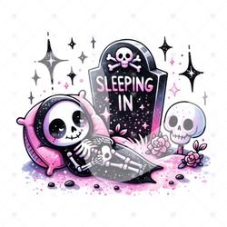 Cute Snarky Skeleton PNG Sleeping In Clipart Spooky Skelet