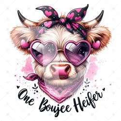 One Boujee Heifer PNG Funny Highland Cow Clipart Long Hair