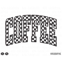 Retro Checkered Coffee Svg Png Instant Download, Vintage, 23