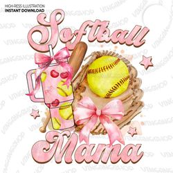 Coquettee Bow Softball Mama Png, Pink Ribbon Stanley Tumbler Png, 23