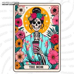 The Mom Funny Tarot Card PNG, Woman Skeleton Mother Design, 114