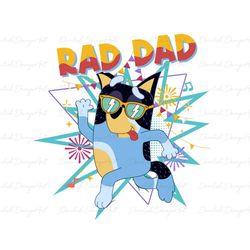 Blue Dog Dad svg png, Rad Dad png, Cartoon Blue Dog svg, Coo