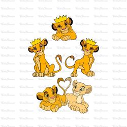 King Simba Png and Svg bundle, Lion King Simba And Nala Cute