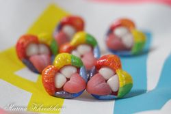 Rainbow Lips stud earrings