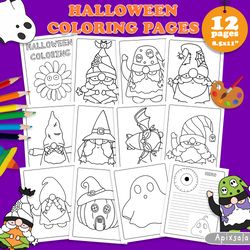 Halloween Gnome coloring pages | kids coloring pages | printable