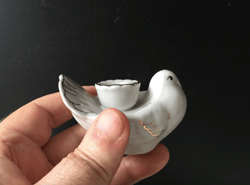Ceramic candle holder - White Holy Dove | Height: 6.0 cm (2,4 inches) | Made in Russia