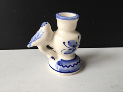 ceramic candle holder - white and blue holy dove | height: 6.5 cm (2,6 inches) | made in russia