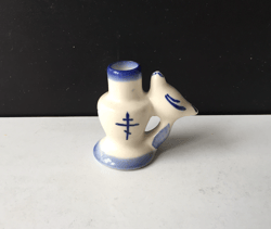 ceramic candle holder - white and blue holy dove | height: 5.5 cm (2,62inches) | made in russia