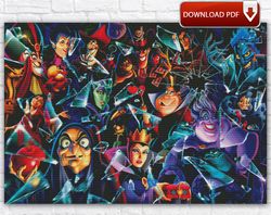Disney Villains Cross Stitch Pattern / Villains Princess PDF Cross Stitch Chart / Maleficent Cross Stitch Pattern