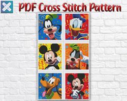 Mickey Mouse Cross Stitch Pattern / Disney Characters Counted PDF Cross Stitch Chart / Mickey Mouse Printable PDF Chart