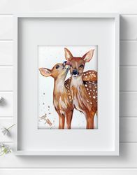 Original watercolor painting  5x7 inches  deer animal art by Anne Gorywine