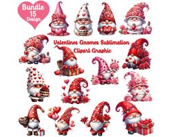 Valentines Gnomes Sublimation Clipart Graphic