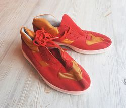 Russian retro womens sport shoes - red gold tennis sneakers vintage