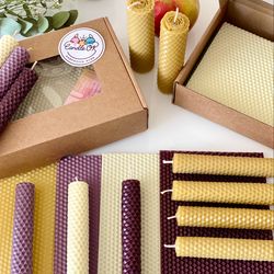 advent candle making kit - rolled beeswax candles - the set contains 14 milky, lavender, purple, natural wax sheets