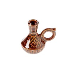 ceramic candle holder bottle brown with a handle | height: 6 cm (2,4 inches) | made in russia