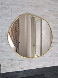 Asymmetrical mirror gold Handmade mirror Gold framed mirror Large irregular mirror