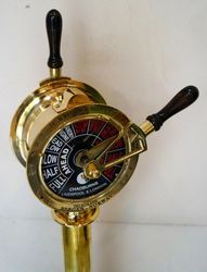 Vintage brass 42" telegraph navy ship engine room brass finish with wooden base