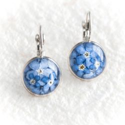 Forget-me-not earrings with real flowers