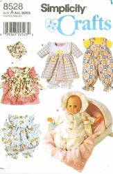 PDF Copy Simplicity 8528 Pattern Clothes for Baby Doll