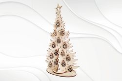 Gift Christmas card, 3D puzzles, laser cutting svg design.